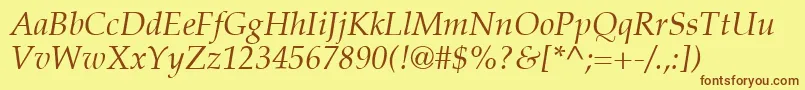 PalatinoLtItalic Font – Brown Fonts on Yellow Background