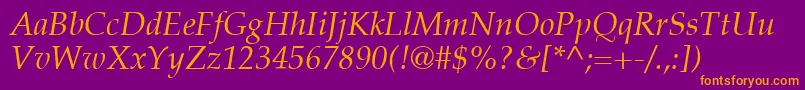 PalatinoLtItalic Font – Orange Fonts on Purple Background