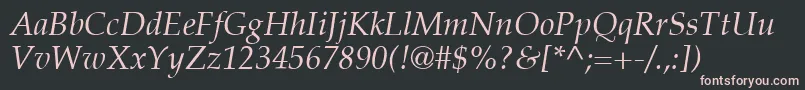 PalatinoLtItalic Font – Pink Fonts on Black Background