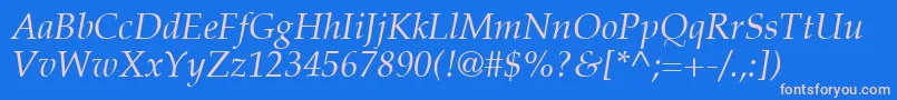 PalatinoLtItalic Font – Pink Fonts on Blue Background