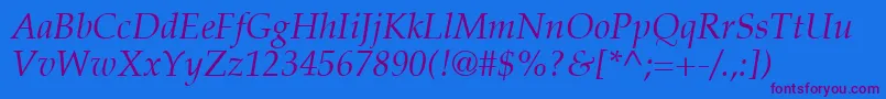 PalatinoLtItalic Font – Purple Fonts on Blue Background