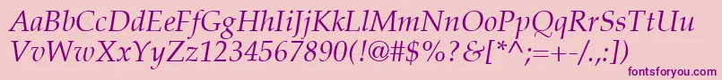 PalatinoLtItalic Font – Purple Fonts on Pink Background