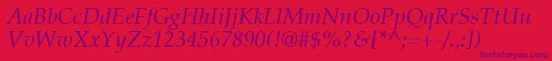 PalatinoLtItalic Font – Purple Fonts on Red Background