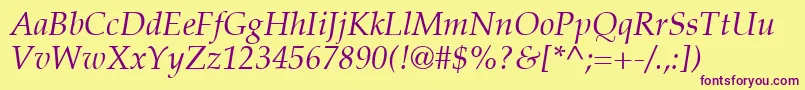 PalatinoLtItalic Font – Purple Fonts on Yellow Background