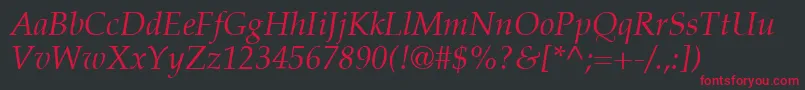 PalatinoLtItalic Font – Red Fonts on Black Background