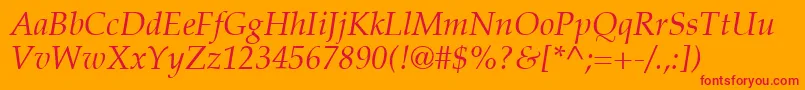 PalatinoLtItalic Font – Red Fonts on Orange Background