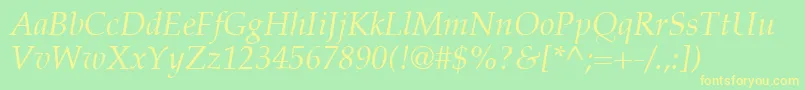 PalatinoLtItalic Font – Yellow Fonts on Green Background