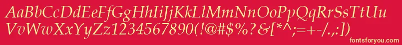 PalatinoLtItalic Font – Yellow Fonts on Red Background