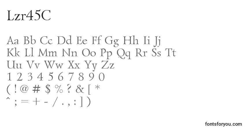 A fonte Lzr45C – alfabeto, números, caracteres especiais