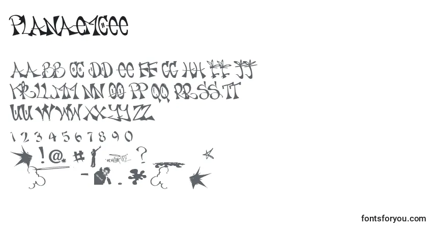 Czcionka PlanAEmcee – alfabet, cyfry, specjalne znaki