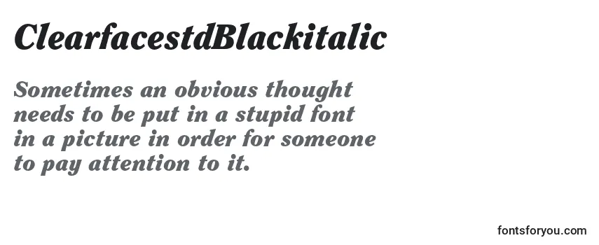 Überblick über die Schriftart ClearfacestdBlackitalic