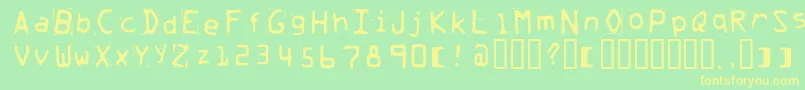 フォントTrash ffy – 黄色の文字が緑の背景にあります