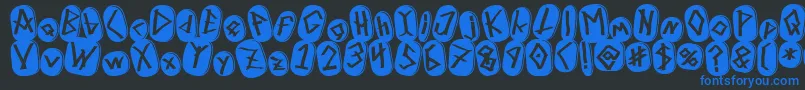 フォントRunezOfOmega – 黒い背景に青い文字