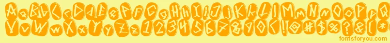 RunezOfOmega-fontti – oranssit fontit keltaisella taustalla