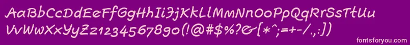 EscriptLtMediumItalic-fontti – vaaleanpunaiset fontit violetilla taustalla