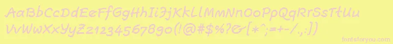 EscriptLtMediumItalic-Schriftart – Rosa Schriften auf gelbem Hintergrund