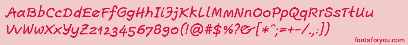 EscriptLtMediumItalic-fontti – punaiset fontit vaaleanpunaisella taustalla