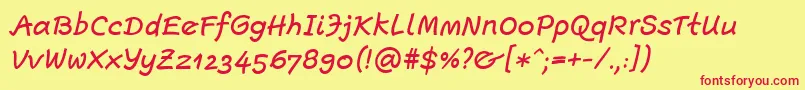 Czcionka EscriptLtMediumItalic – czerwone czcionki na żółtym tle