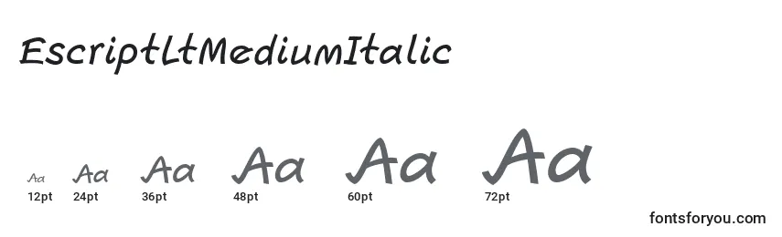 Размеры шрифта EscriptLtMediumItalic