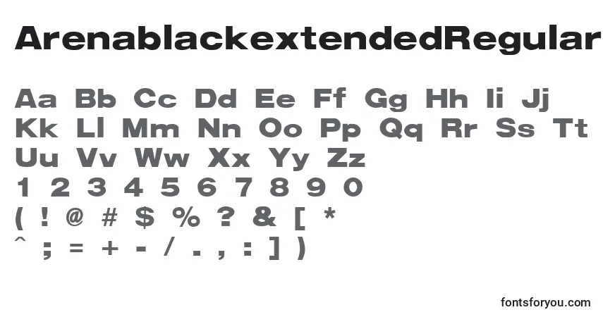 Czcionka ArenablackextendedRegular – alfabet, cyfry, specjalne znaki