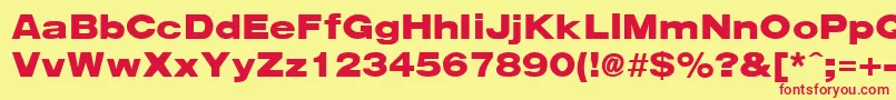 ArenablackextendedRegular Font – Red Fonts on Yellow Background