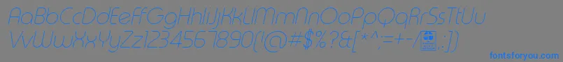 Czcionka TypoRoundThinItalicDemo – niebieskie czcionki na szarym tle
