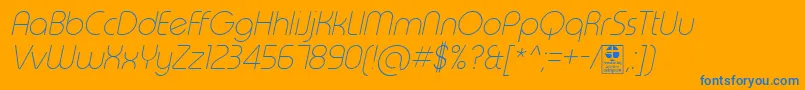 TypoRoundThinItalicDemo Font – Blue Fonts on Orange Background