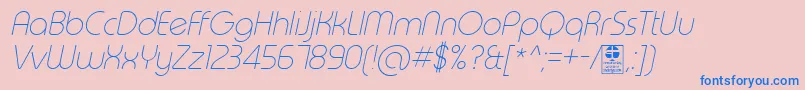 TypoRoundThinItalicDemo Font – Blue Fonts on Pink Background