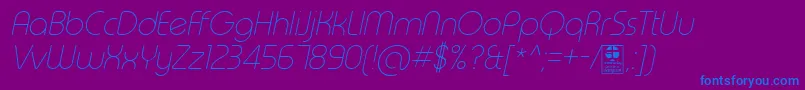 TypoRoundThinItalicDemo Font – Blue Fonts on Purple Background