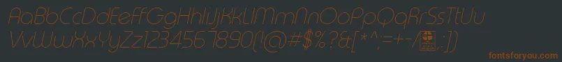 TypoRoundThinItalicDemo Font – Brown Fonts on Black Background