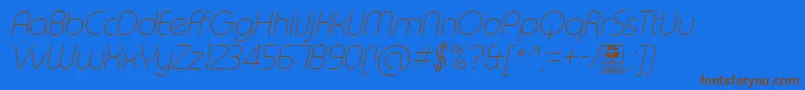 TypoRoundThinItalicDemo Font – Brown Fonts on Blue Background