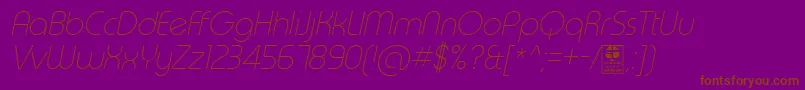 TypoRoundThinItalicDemo-Schriftart – Braune Schriften auf violettem Hintergrund