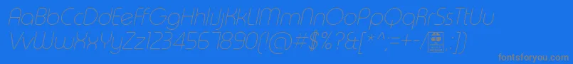 TypoRoundThinItalicDemo Font – Gray Fonts on Blue Background