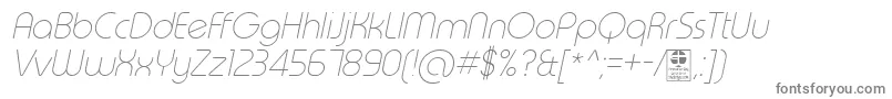 TypoRoundThinItalicDemo-fontti – harmaat kirjasimet valkoisella taustalla