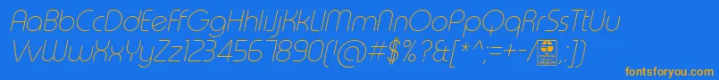 TypoRoundThinItalicDemo Font – Orange Fonts on Blue Background