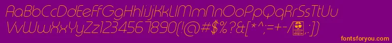 TypoRoundThinItalicDemo Font – Orange Fonts on Purple Background