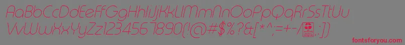 TypoRoundThinItalicDemo Font – Red Fonts on Gray Background