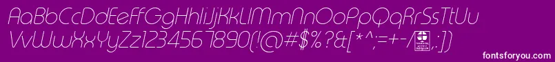 TypoRoundThinItalicDemo Font – White Fonts on Purple Background