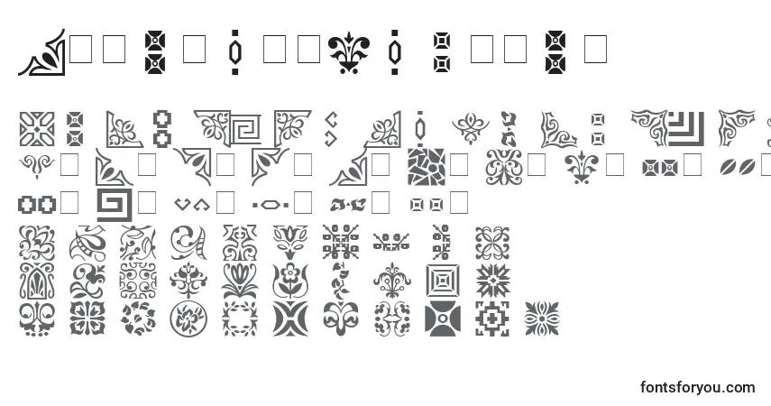Fuente OrnamentRegular - alfabeto, números, caracteres especiales