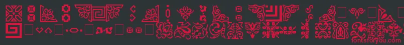 OrnamentRegular-Schriftart – Rote Schriften auf schwarzem Hintergrund