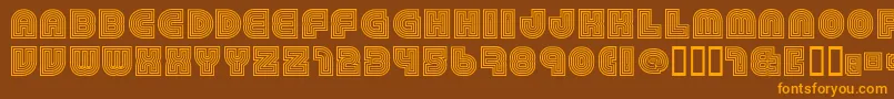 79Retro-Schriftart – Orangefarbene Schriften auf braunem Hintergrund