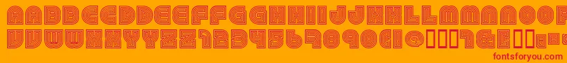 79Retro-Schriftart – Rote Schriften auf orangefarbenem Hintergrund