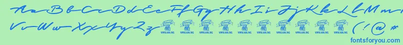 GracedscriptPersonaluseonly Font – Blue Fonts on Green Background