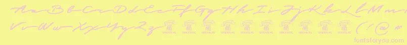 Fonte GracedscriptPersonaluseonly – fontes rosa em um fundo amarelo