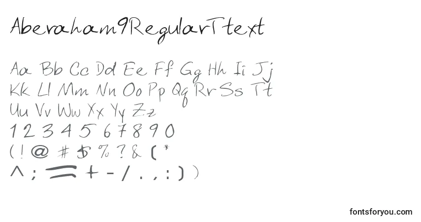 Aberaham9RegularTtext-fontti – aakkoset, numerot, erikoismerkit