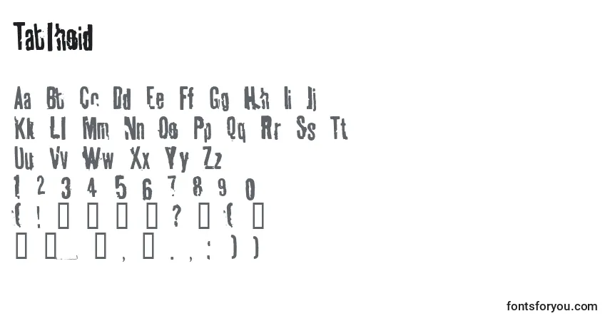 A fonte Tablhoid – alfabeto, números, caracteres especiais