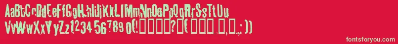 Tablhoid-Schriftart – Grüne Schriften auf rotem Hintergrund