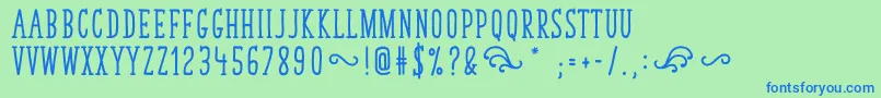 TastyBirdsBold Font – Blue Fonts on Green Background