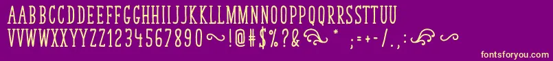 Czcionka TastyBirdsBold – żółte czcionki na fioletowym tle