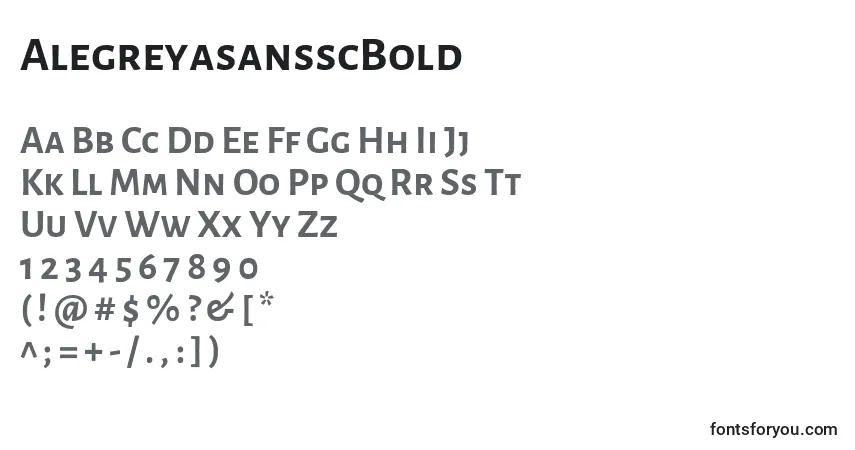 Шрифт AlegreyasansscBold – алфавит, цифры, специальные символы